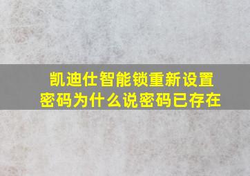 凯迪仕智能锁重新设置密码为什么说密码已存在