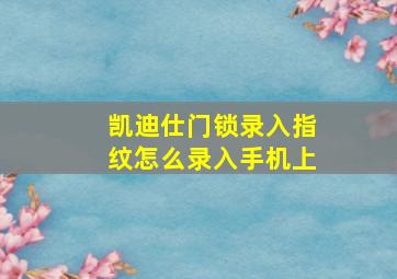 凯迪仕门锁录入指纹怎么录入手机上