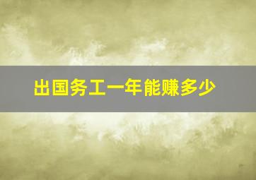 出国务工一年能赚多少