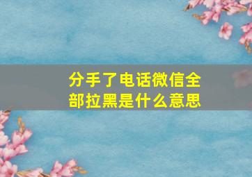 分手了电话微信全部拉黑是什么意思