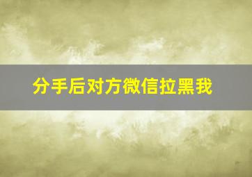 分手后对方微信拉黑我