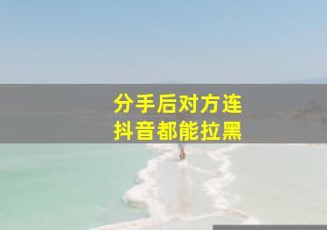 分手后对方连抖音都能拉黑