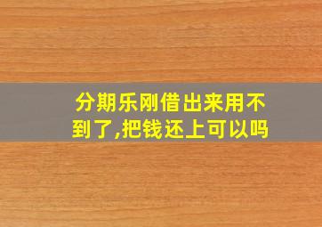 分期乐刚借出来用不到了,把钱还上可以吗