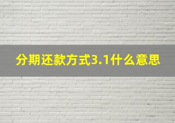 分期还款方式3.1什么意思