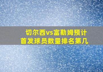 切尔西vs富勒姆预计首发球员数量排名第几