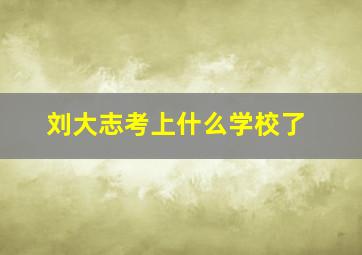 刘大志考上什么学校了