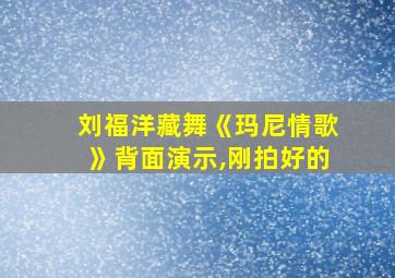 刘福洋藏舞《玛尼情歌》背面演示,刚拍好的