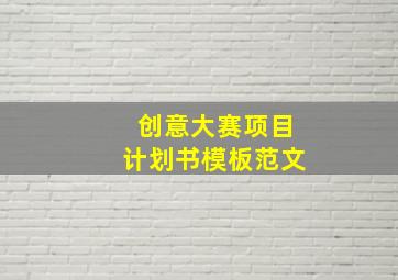 创意大赛项目计划书模板范文