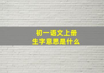 初一语文上册生字意思是什么