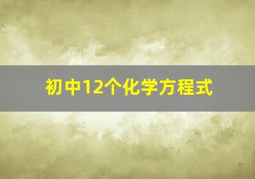 初中12个化学方程式