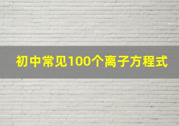 初中常见100个离子方程式