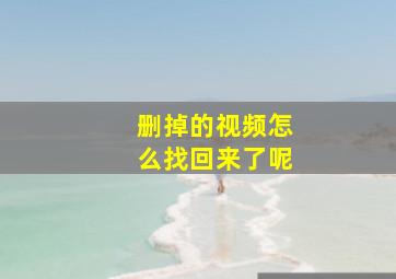 删掉的视频怎么找回来了呢