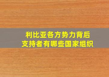 利比亚各方势力背后支持者有哪些国家组织