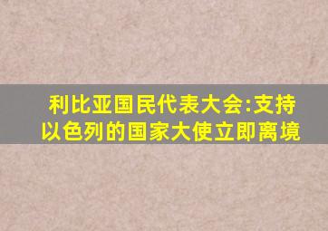 利比亚国民代表大会:支持以色列的国家大使立即离境