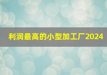 利润最高的小型加工厂2024