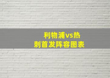 利物浦vs热刺首发阵容图表