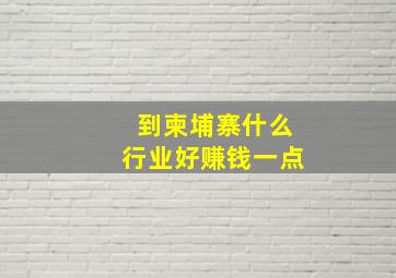 到柬埔寨什么行业好赚钱一点