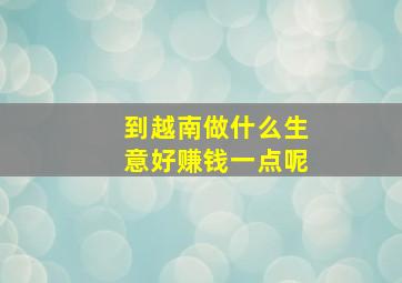 到越南做什么生意好赚钱一点呢