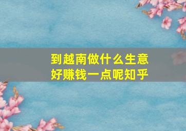 到越南做什么生意好赚钱一点呢知乎