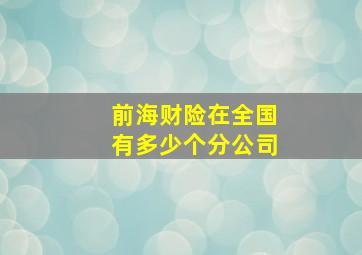 前海财险在全国有多少个分公司