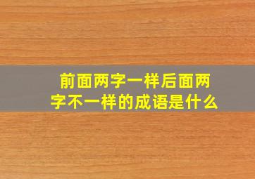 前面两字一样后面两字不一样的成语是什么