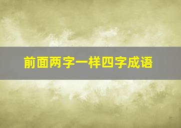 前面两字一样四字成语