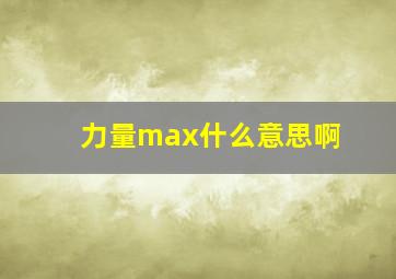 力量max什么意思啊