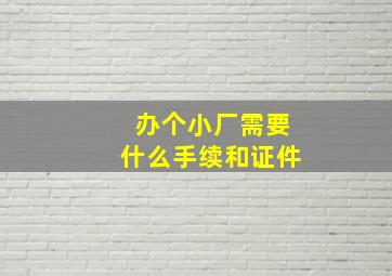 办个小厂需要什么手续和证件