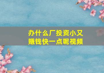 办什么厂投资小又赚钱快一点呢视频