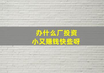 办什么厂投资小又赚钱快些呀