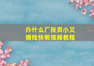 办什么厂投资小又赚钱快呢视频教程