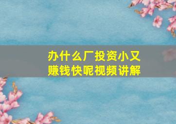 办什么厂投资小又赚钱快呢视频讲解