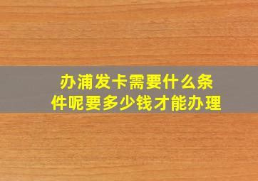 办浦发卡需要什么条件呢要多少钱才能办理