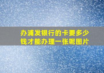 办浦发银行的卡要多少钱才能办理一张呢图片