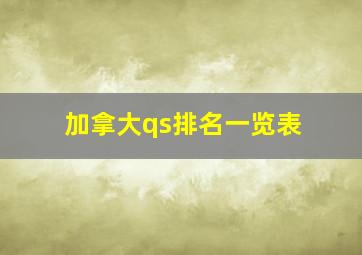 加拿大qs排名一览表