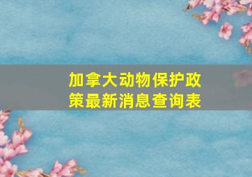 加拿大动物保护政策最新消息查询表