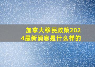 加拿大移民政策2024最新消息是什么样的