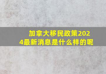 加拿大移民政策2024最新消息是什么样的呢