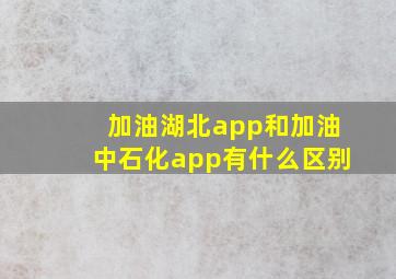 加油湖北app和加油中石化app有什么区别