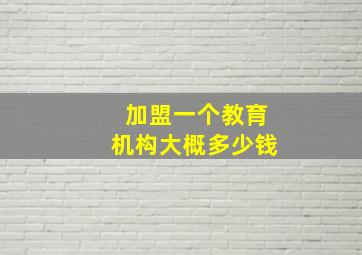 加盟一个教育机构大概多少钱