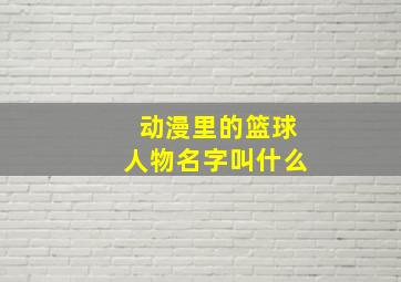 动漫里的篮球人物名字叫什么