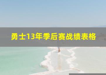 勇士13年季后赛战绩表格