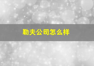 勒夫公司怎么样