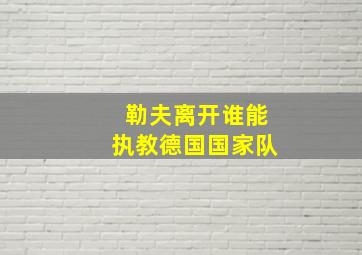 勒夫离开谁能执教德国国家队