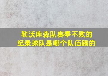 勒沃库森队赛季不败的纪录球队是哪个队伍踢的