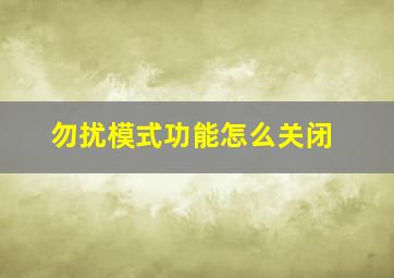 勿扰模式功能怎么关闭