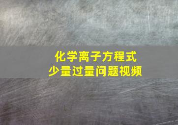 化学离子方程式少量过量问题视频