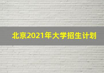 北京2021年大学招生计划