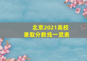 北京2021高校录取分数线一览表