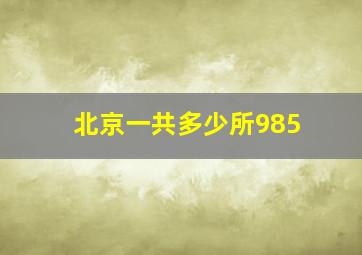 北京一共多少所985